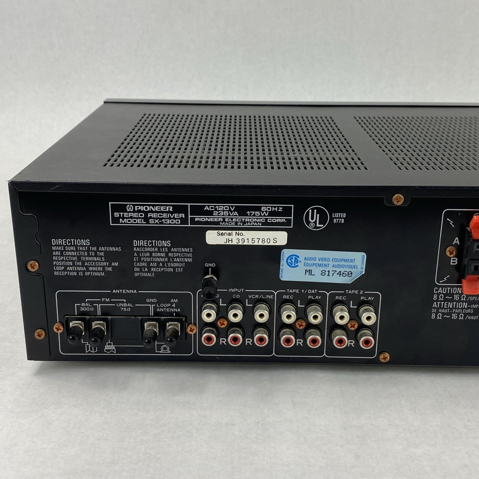 Pioneer SX-1300 Stereo Receiver Tested - No Remote