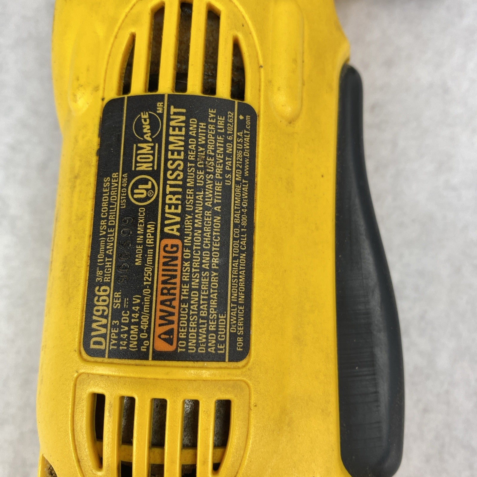 DEWalt 966 VSR Cordless Right angle Drill7