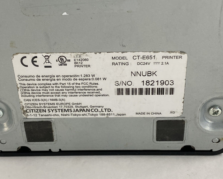 Citizen CT-E651 Thermal Printer Tested No Cords 3038956 Page Count