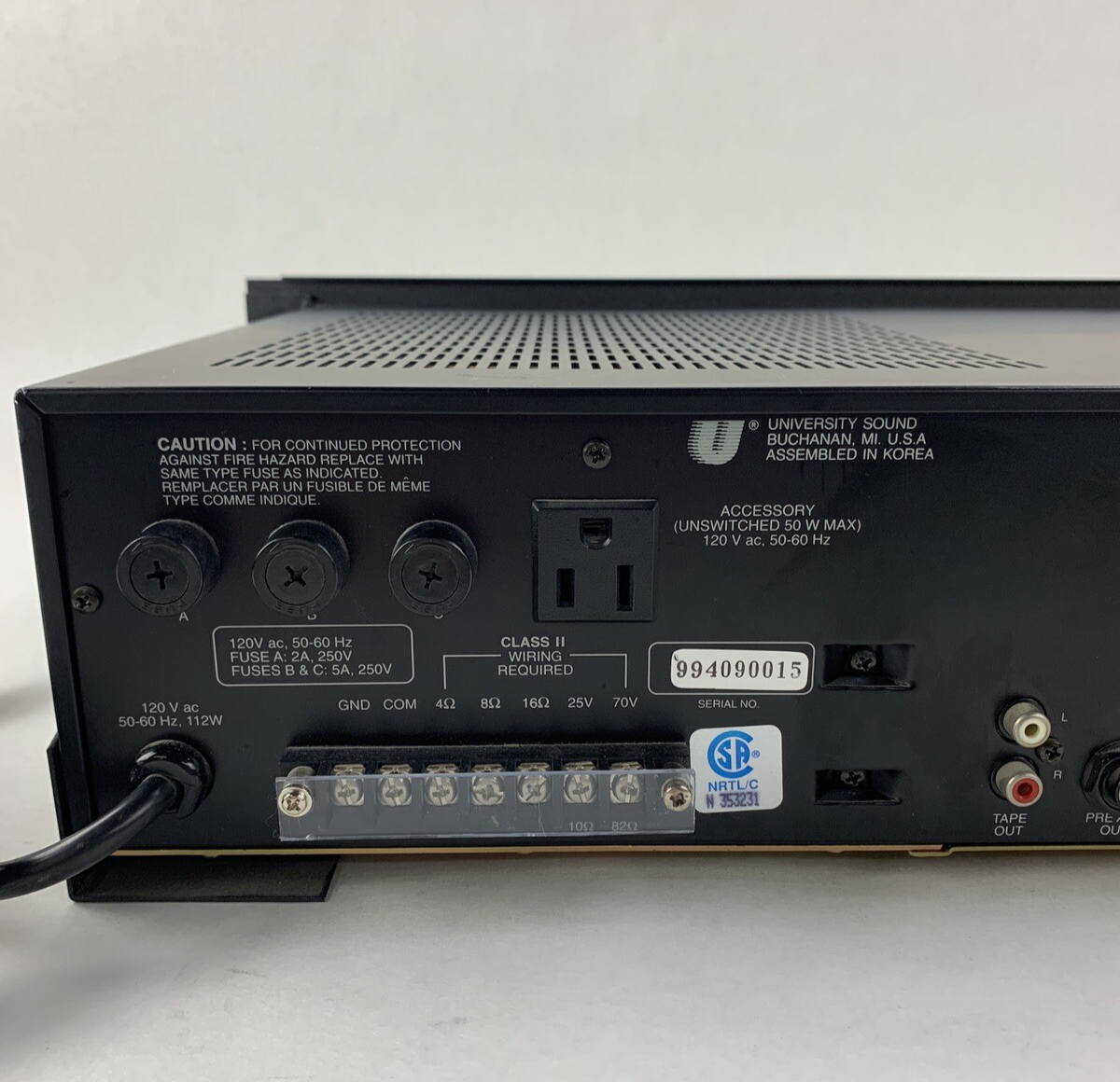 University Sound  MA605B  60-Watt Mixer-Amplifier Tested