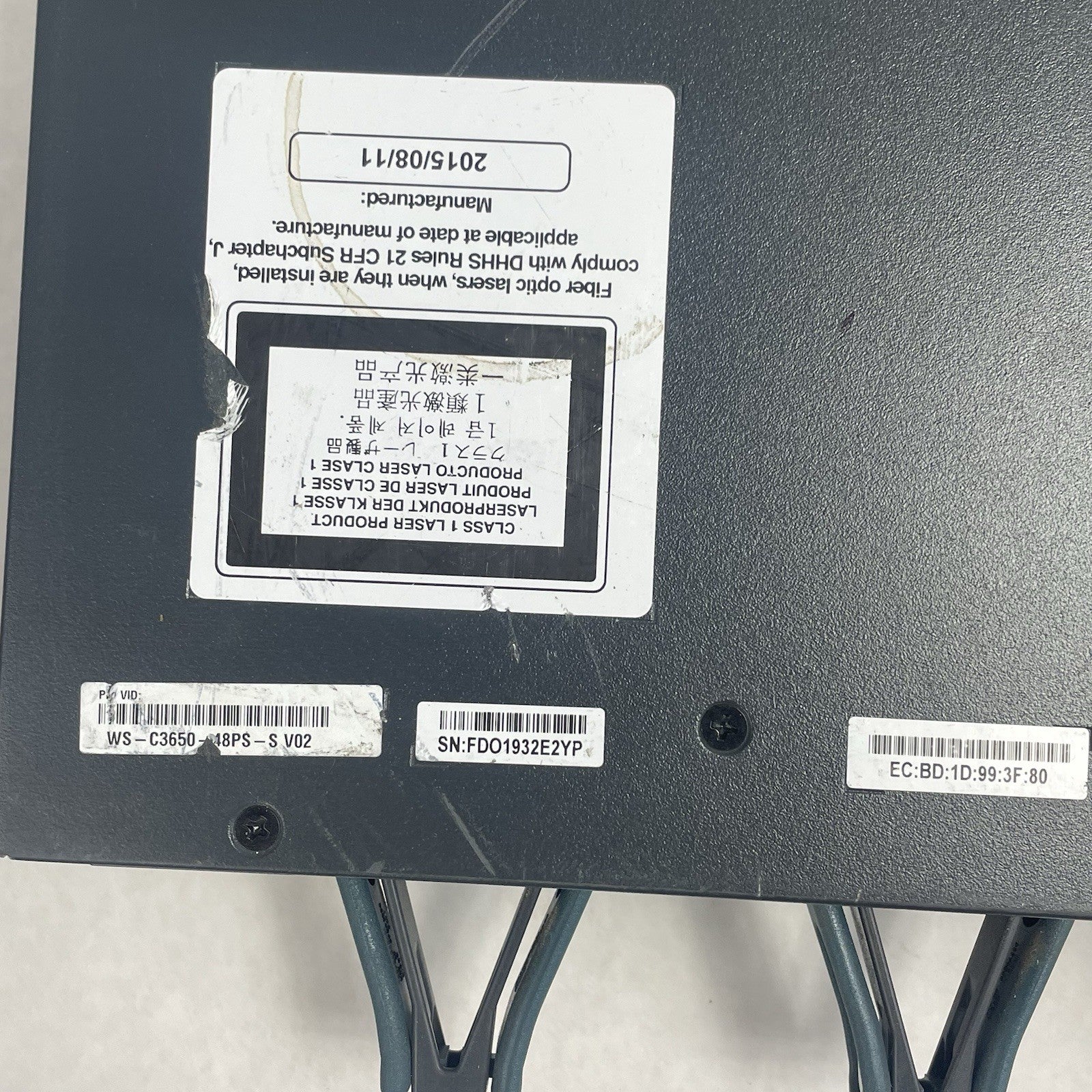 Cisco WS-C3650-48PS-S V02 Tested & Reset 2X PSU8