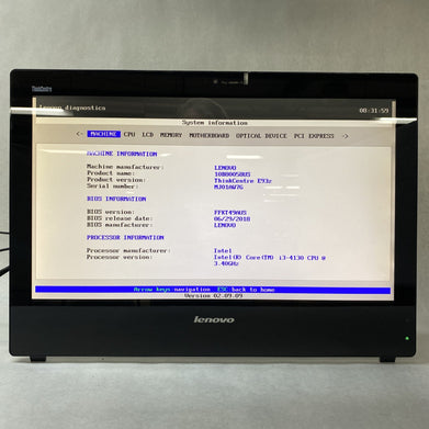 Lenovo ThinkCentre E93z AIO Intel Core i3-4130 3.40GHz 4GB RAM No HDD No OS