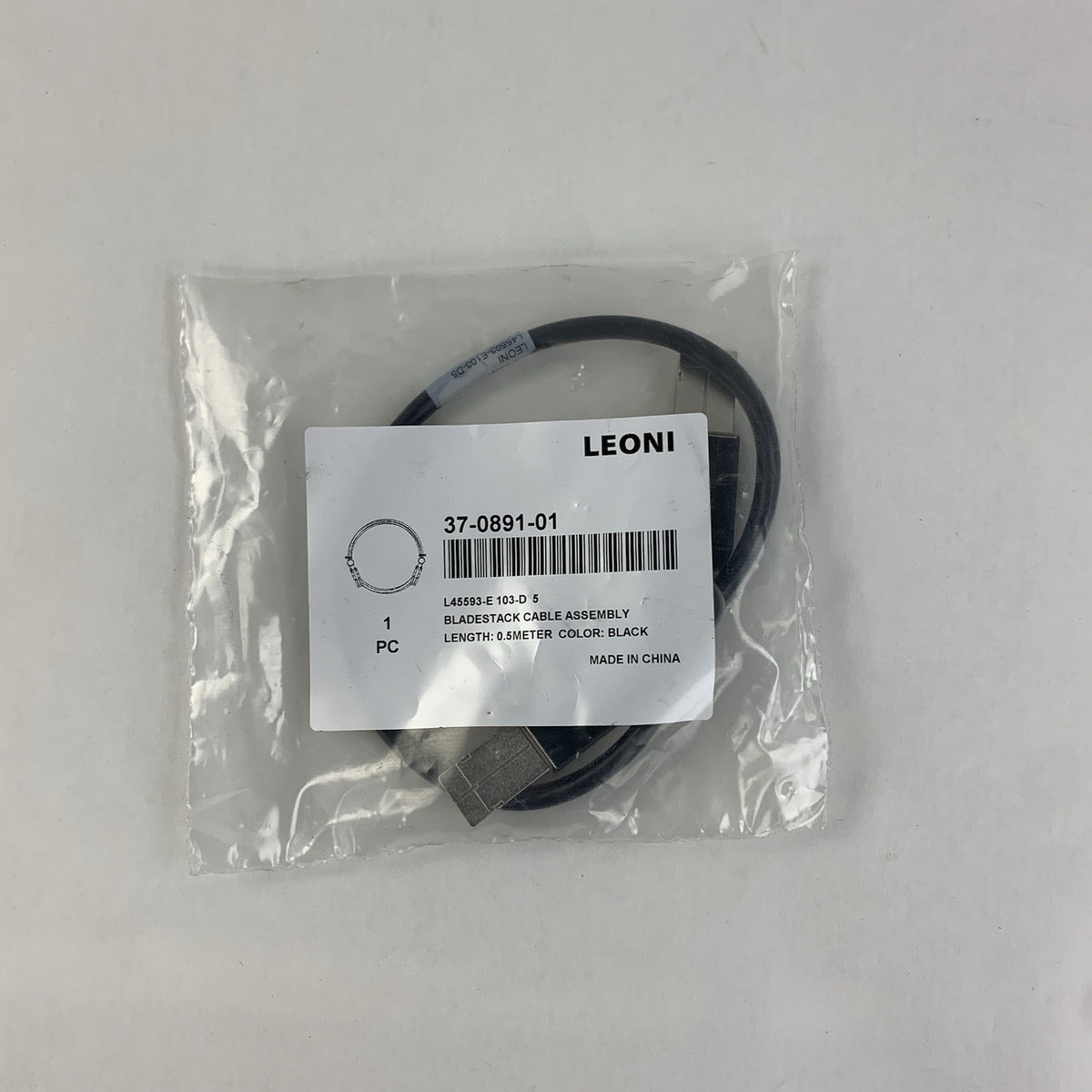 Leoni 37-0891-01 Bladestack Cable Assembly 0.5M Black - New - Lot of 77