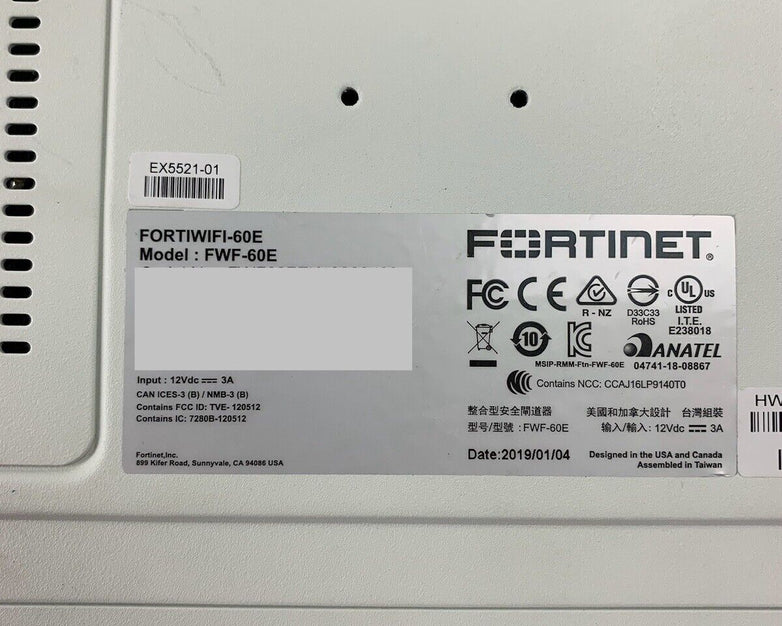Fortinet FortiWiFi-60E FWF-60E Network Security Firewall Tested and Reset