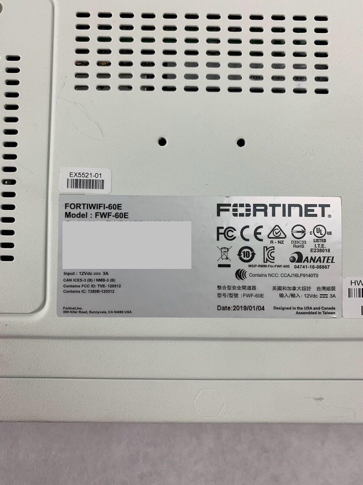 Fortinet FortiWiFi-60E FWF-60E Network Security Firewall Tested and Reset