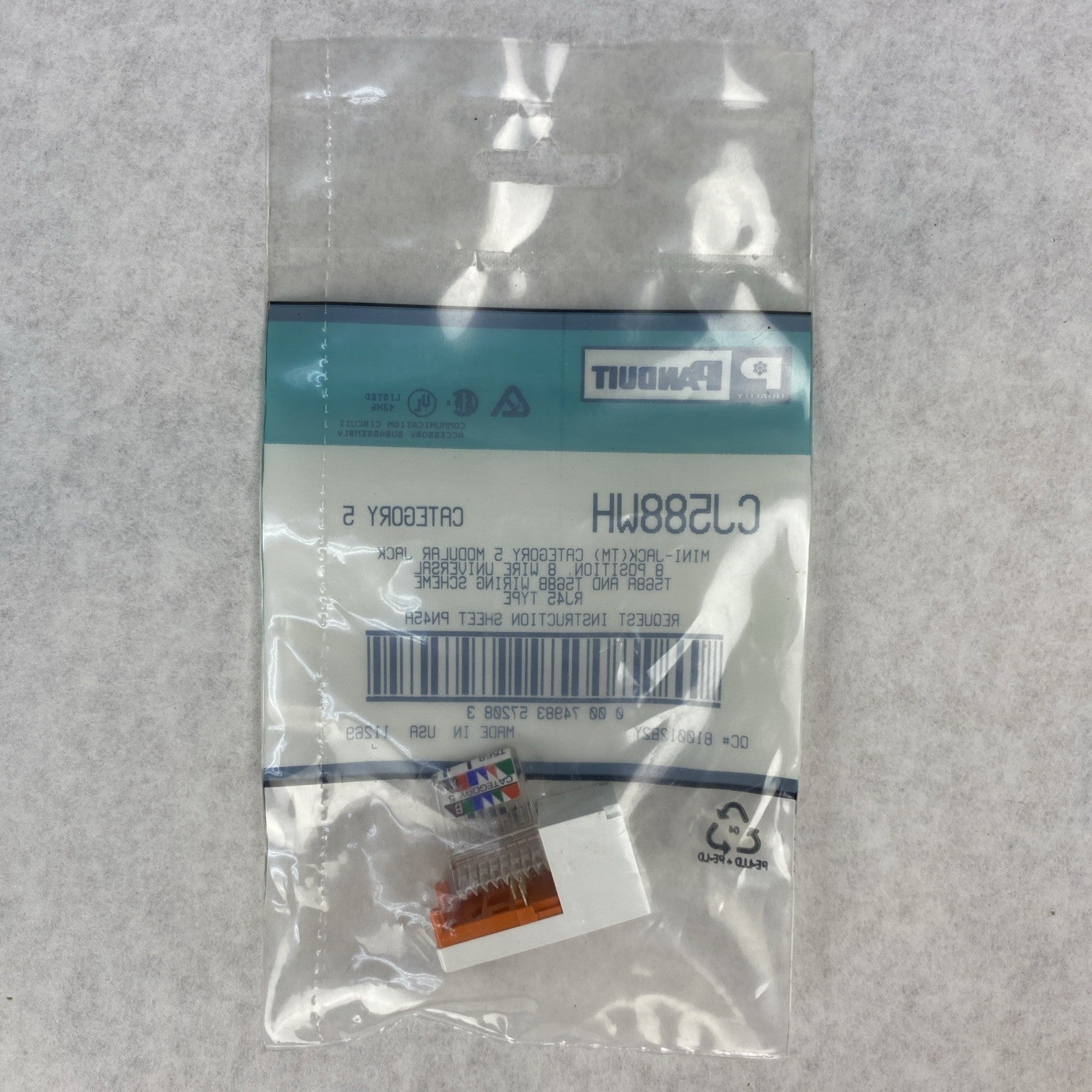 Panduit White Mini-Jack CJ588WH CAT5 RJ45 Modules T568A and T568B - Lot of 113