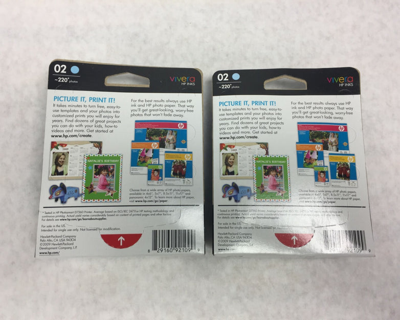 OEM HP 02 Light Cyan  Ink Cartridge C8774WN   Lot of 2   Warranty date Aug 2011