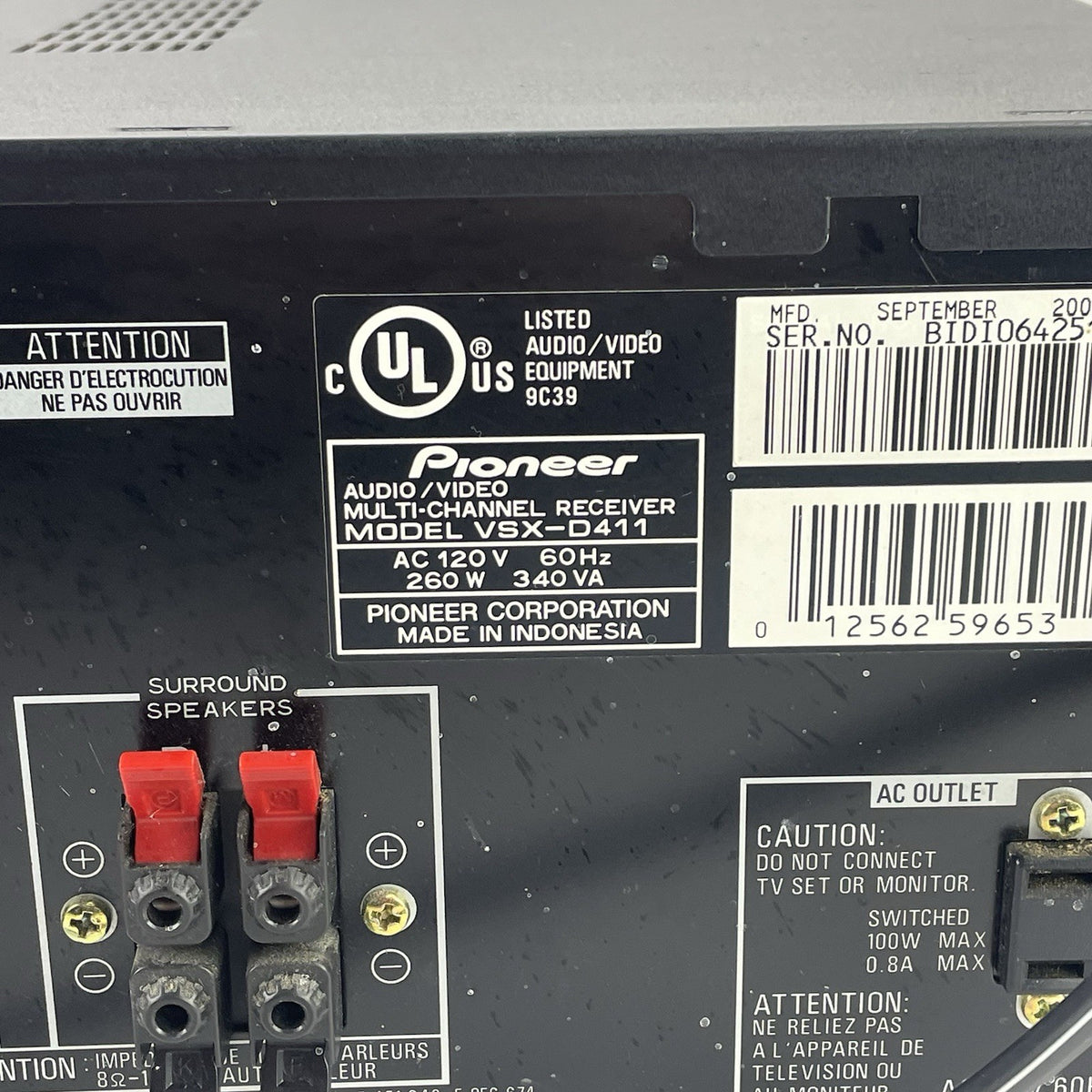 Pioneer  VSX-D411 5.1 Channel 100 Watt Receiver No Remote - Tested8