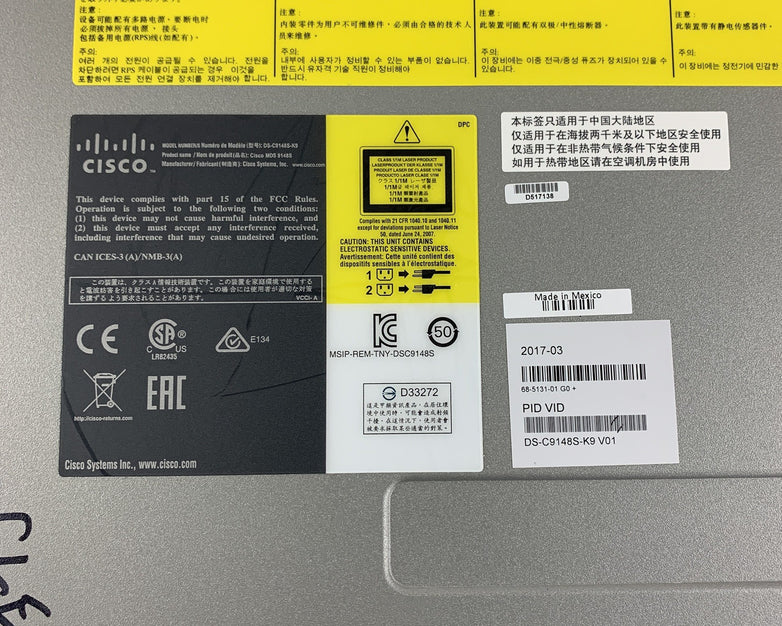 Cisco DS-C9148S-K9 MDS 9148S 16G Multilayer Fabric Switch Tested 1x Power Supply