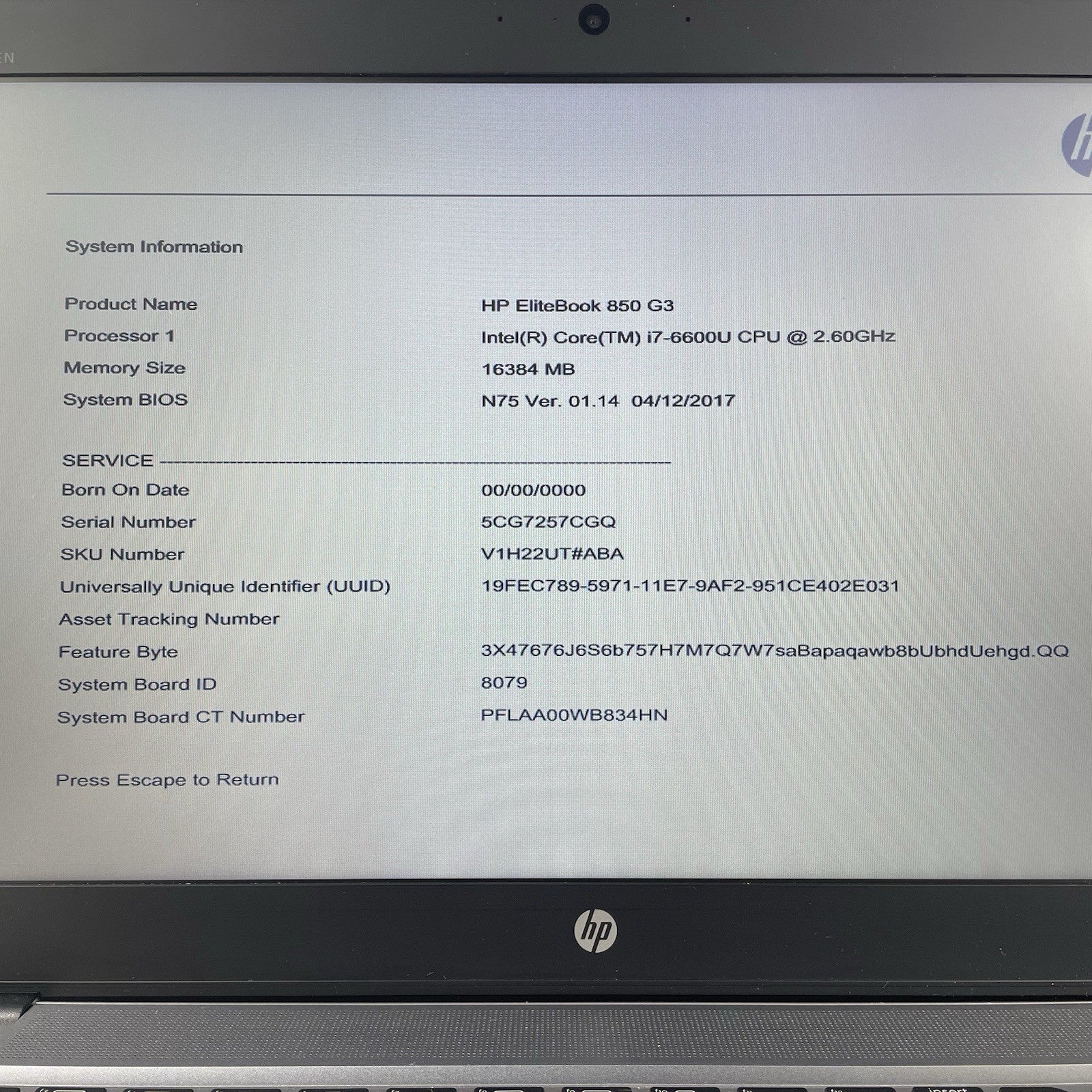 HP EliteBook 850 G3 15.6" i7-6600U 2.60 GHz 16 GB RAM No SSD/OS/AC - Bad Bottom2