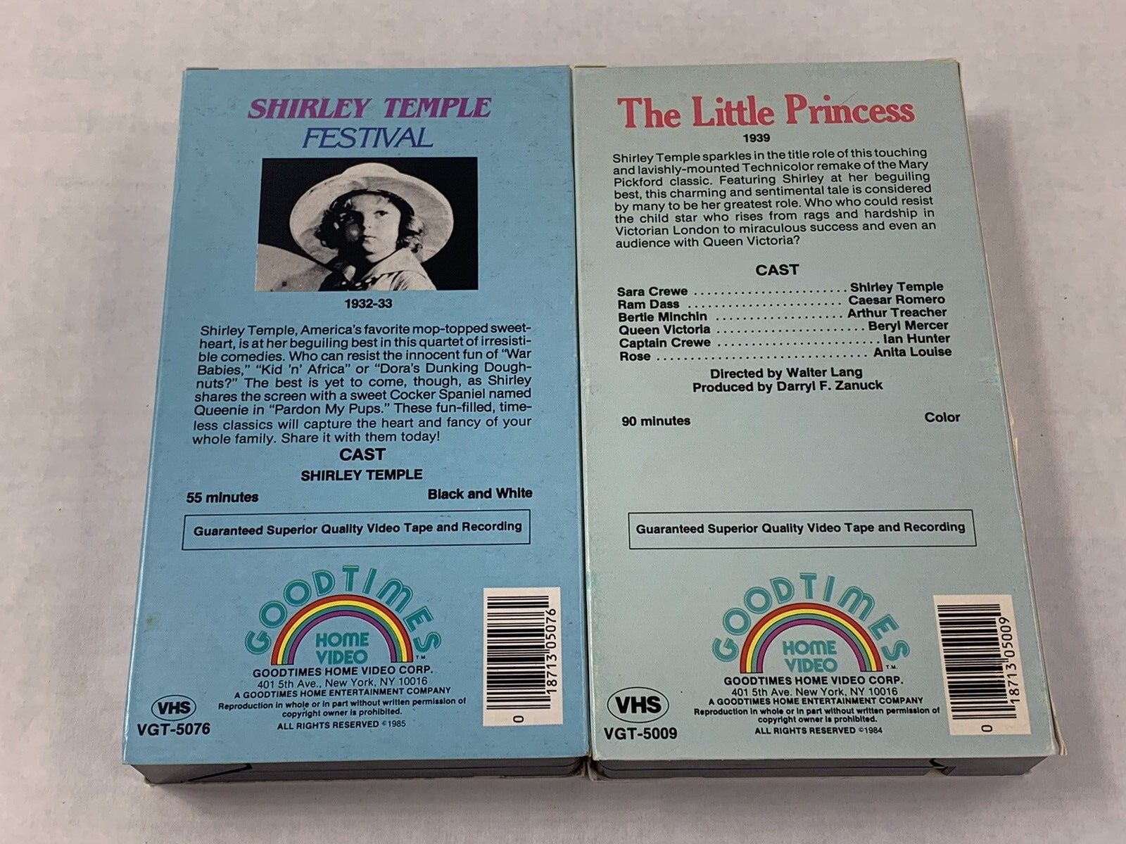 Vintage Shirley Temple In The Little Princess & Festival 2 Movie VHS Tape Set
