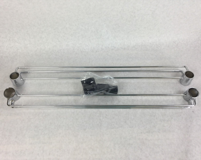 NEXEL Chrome Shelving Bar for Wired Shelving 1 Pair 655CP21 w/4 Shelf Clips