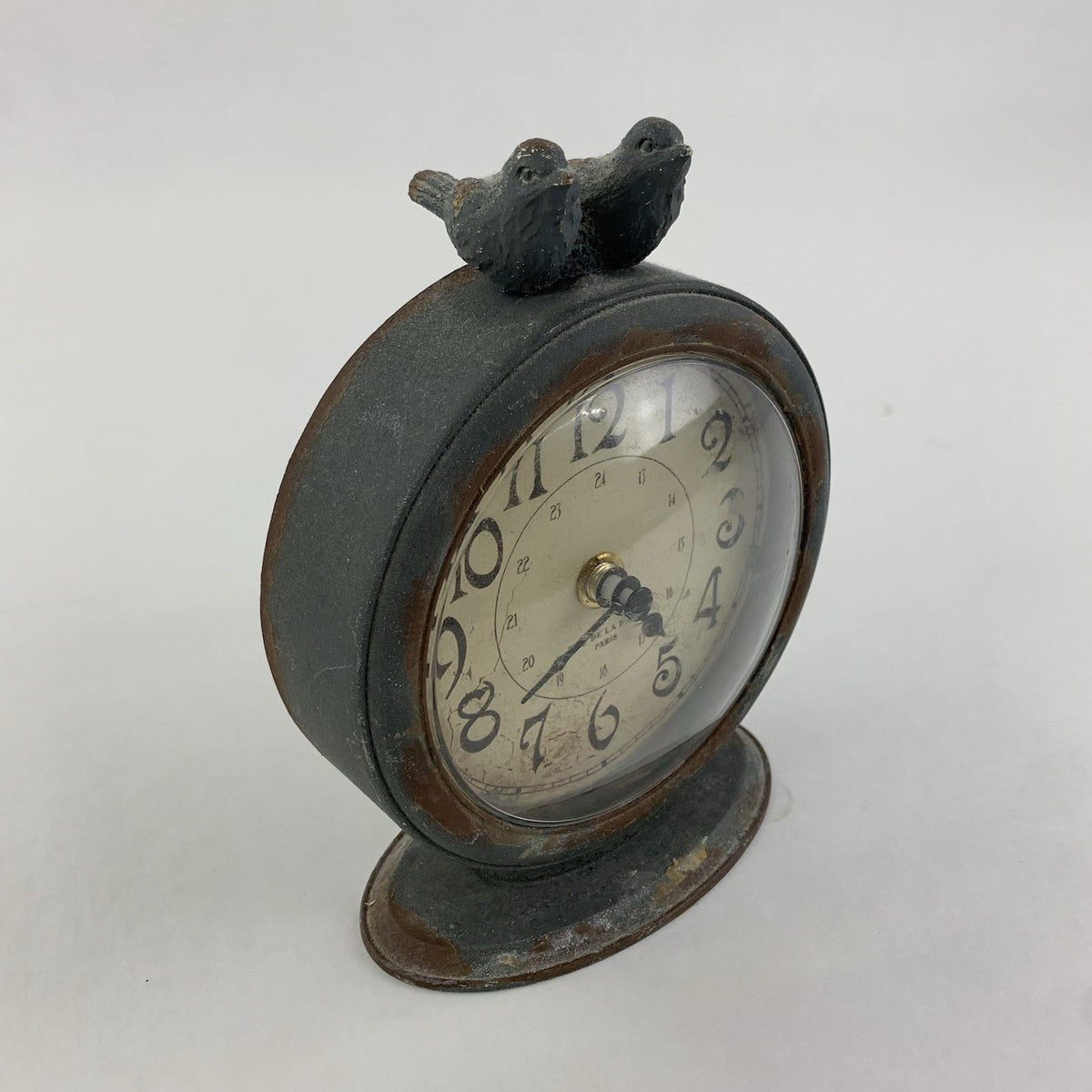 Creative Co-Op Decorative Pewter Mantel Clock  With Bird Accent - Tested1