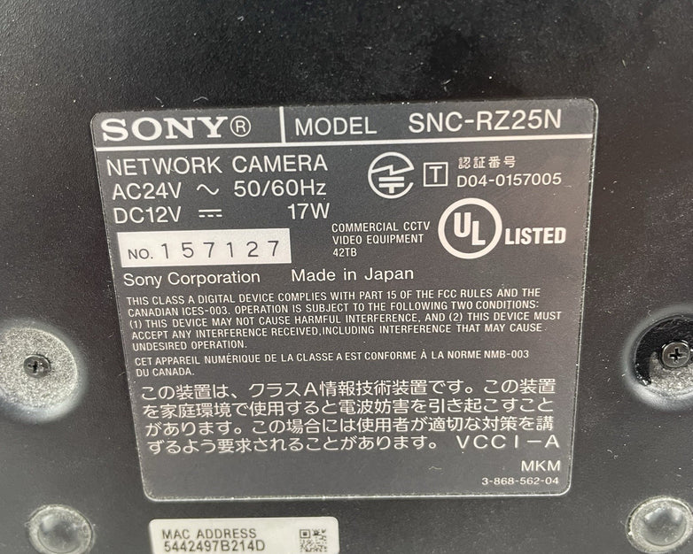 Sony SNC-RZ25N Network Security IP Camera