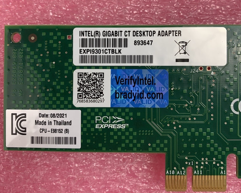 Intel (R) Gigabit CT EXP19301CT Desktop Adapter Card w/ Low Profile Bracket