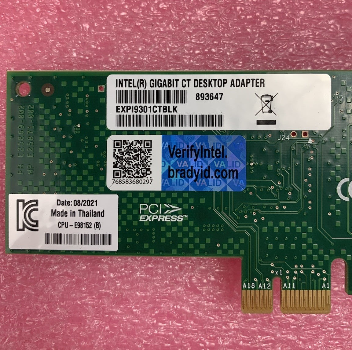 Intel (R) Gigabit CT EXP19301CT Desktop Adapter Card w/ Low Profile Bracket7
