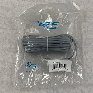 25 Foot Grey Wall Cord ICC ICLC425FSV Lot of 8