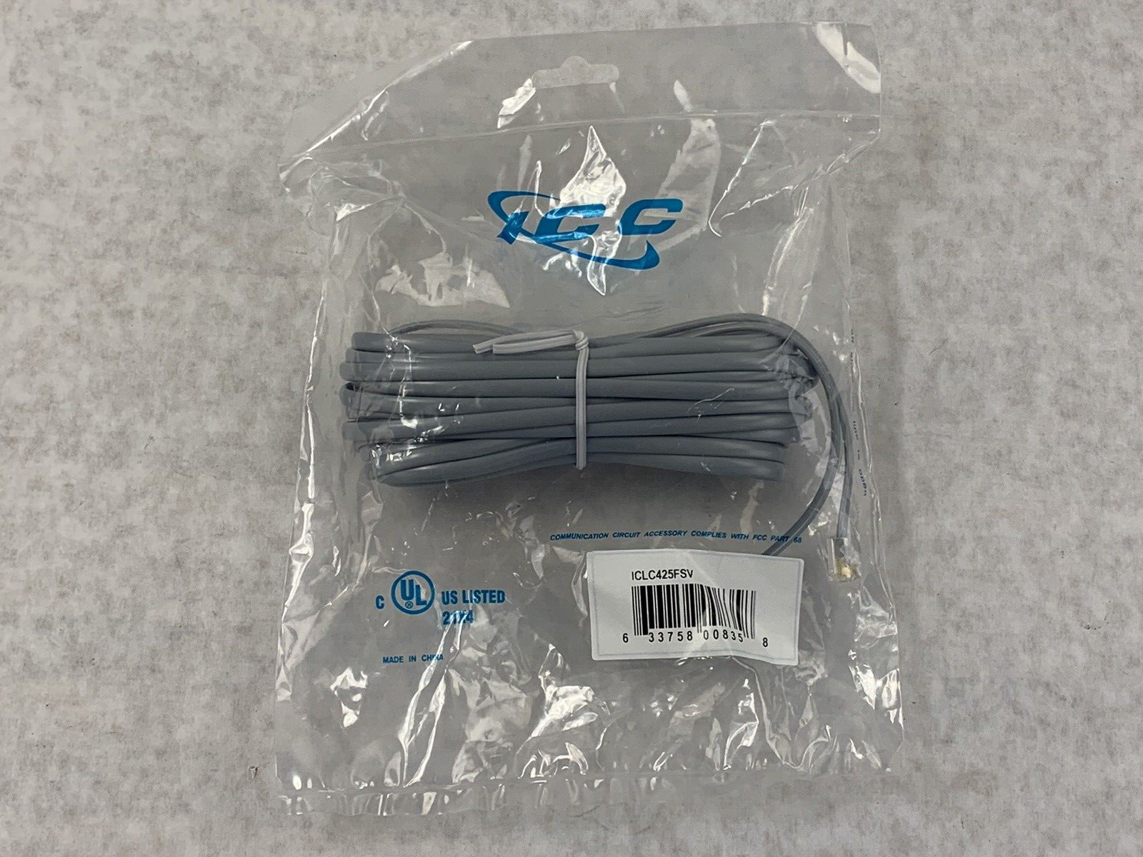 25 Foot Grey Wall Cord ICC ICLC425FSV Lot of 8