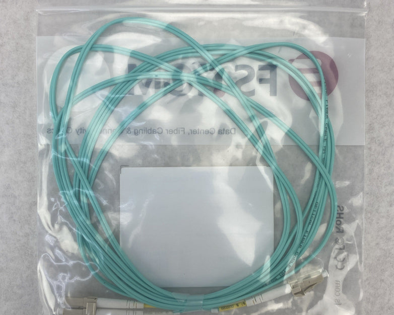 FS.Com Fibre Optic Patch Cable 10G 50/125 OM3 Multimode Color Aqua 3M - Lot Of 5