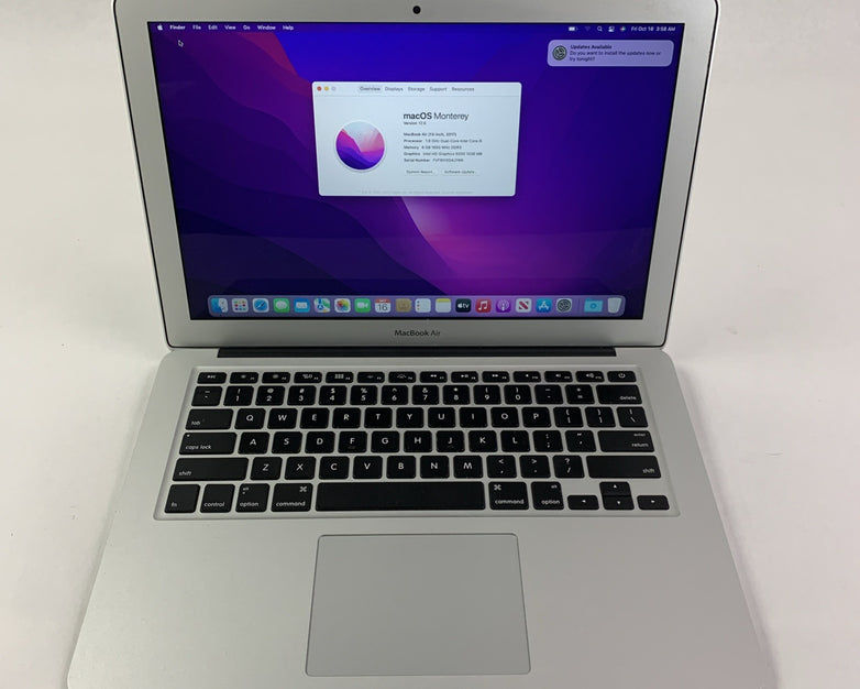 Apple Macbook Air A1466 2017 13.3" 1.8GHz i5 8GB RAM 121GB SSD OS Monterey 12.6
