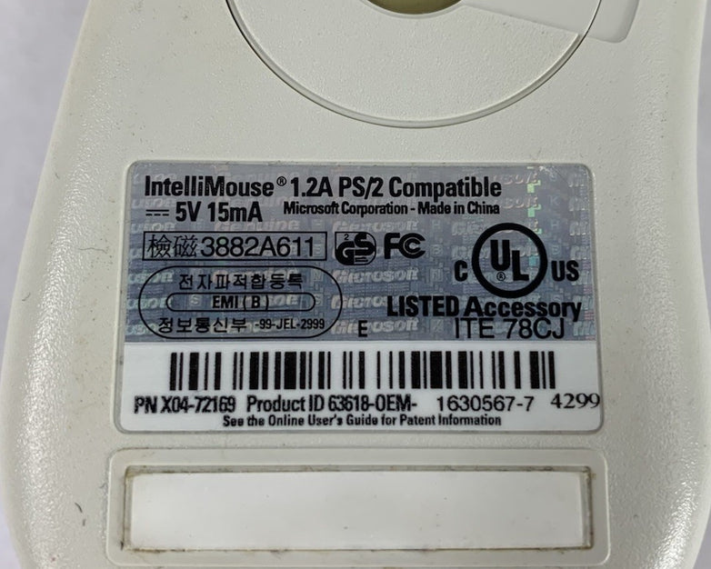 Microsoft IntelliMouse X04-72169 PS/2-Wired Mouse