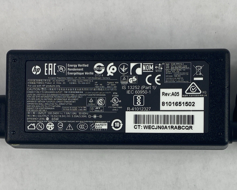 HP  756413-001 693711-001 7.4mm Barrel AC Adapter 65W 19.5V 3.33A Lot of 8