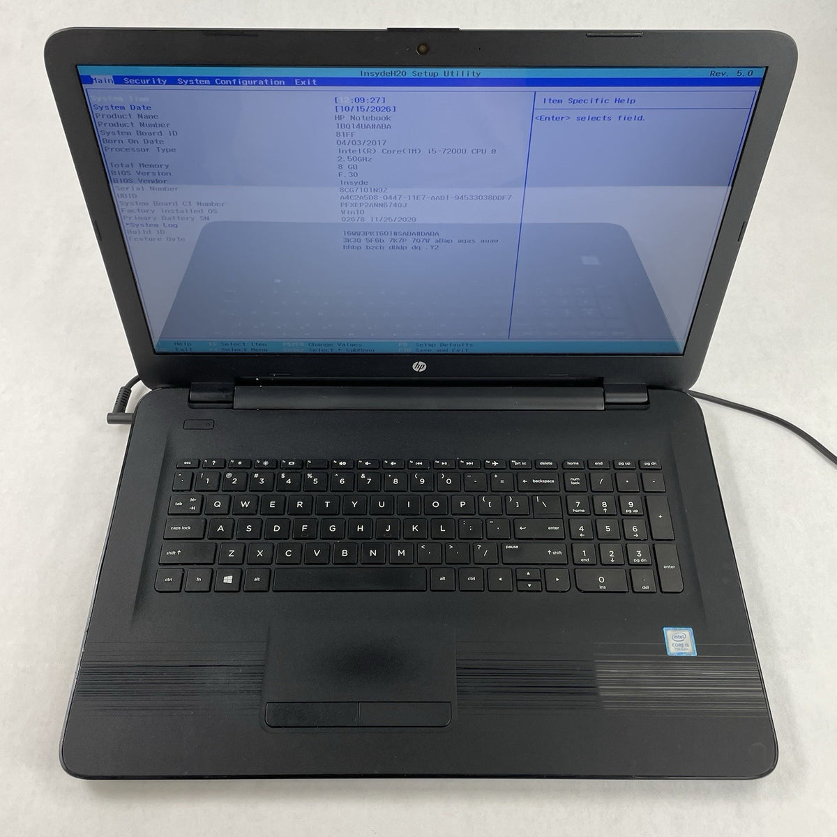HP 17-x116dx 17.3" i5-7200U 2.50 GHz 8 GB RAM No SSD/OS/AC/Batt - READ2