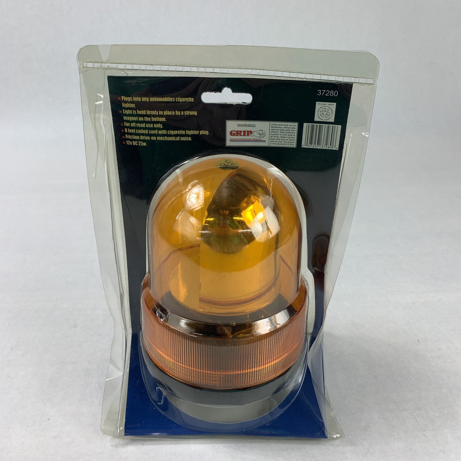 Grip 37280 Amber Economy Revolving Light Coiled Cord Plug New