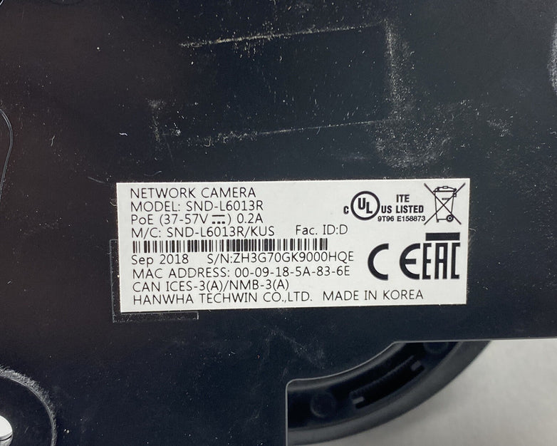 Hanwha Techwin Wisenet SND-L6013R Network Camera Untested