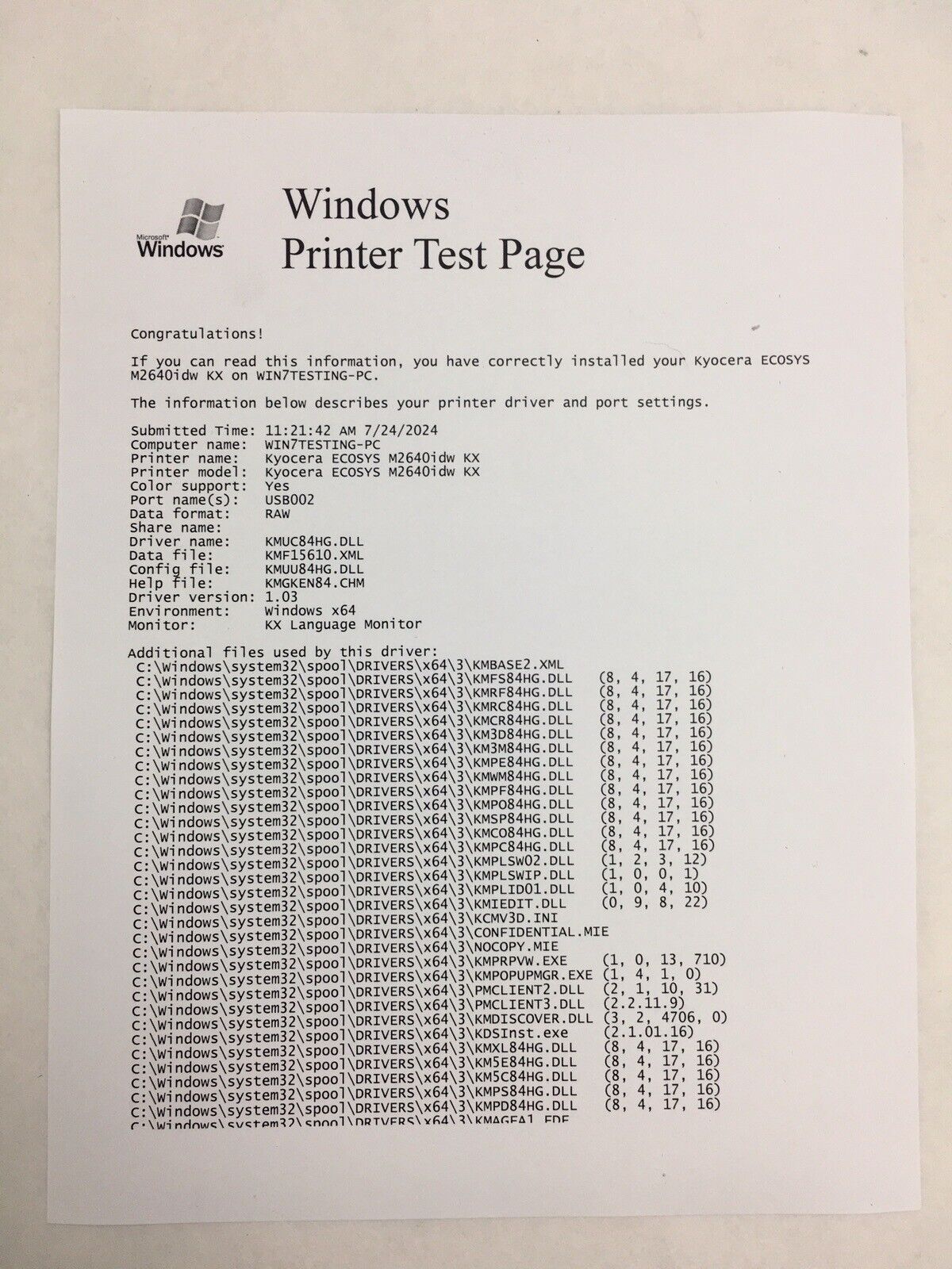 Kyocera ECOSYS M2640idw All-in-One Monochrome Laser Printer Tested Bad Wireless