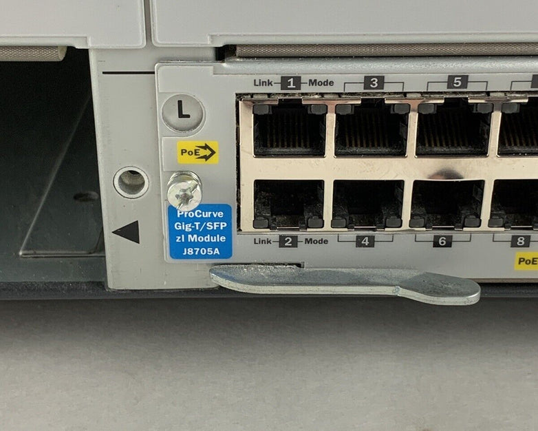 HP ProCurve J8698A 5412zl 8x J8702A 1x J8705A Gig PoE Network Switch Tested