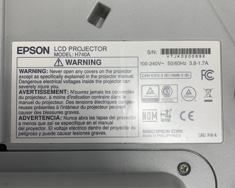 Epson PowerLite 695Wi H740A LCD Lamp Projector 528 Lamp Hours - No Remote