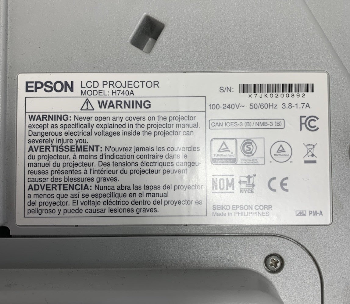 Epson PowerLite 695Wi H740A LCD Lamp Projector 528 Lamp Hours - No Remote7