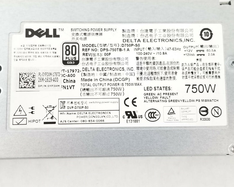 Dell YP3XM 750W Power Supply For Dell PowerEdge R510