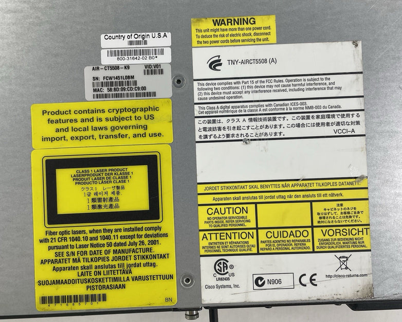 Cisco 5500 AIR-CT5508-K9 Series Wireless Controller Switch - Tested
