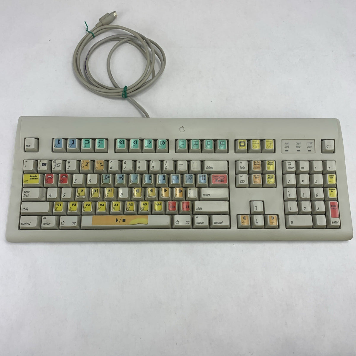 Vintage Apple Design M2980 Keyboard with Editor Key Overlay - Parts or Repair1