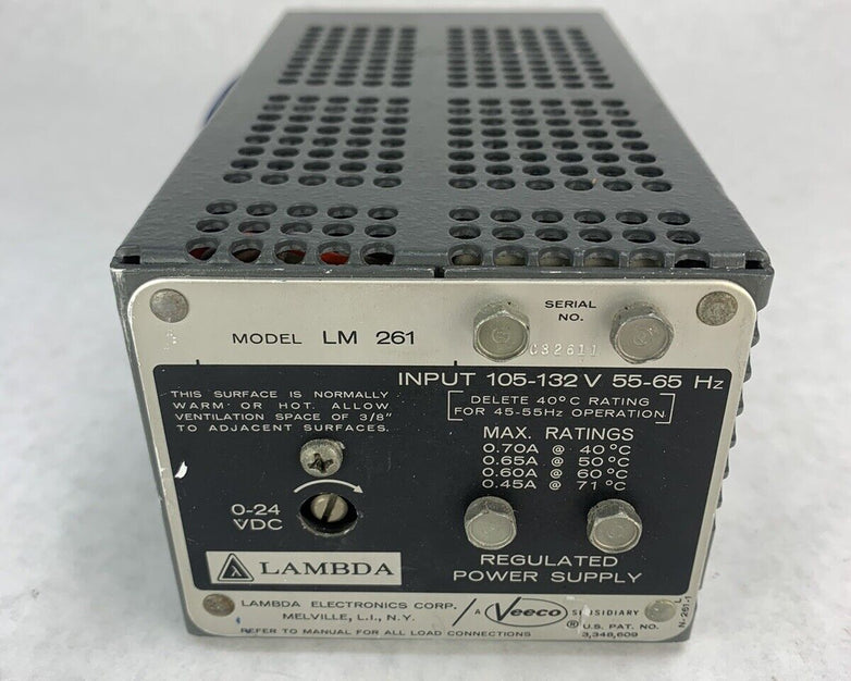Lambda Regulated Power Suppy 0-24 VDC-INPUT 105-132V 55-65HZ Model LM 261