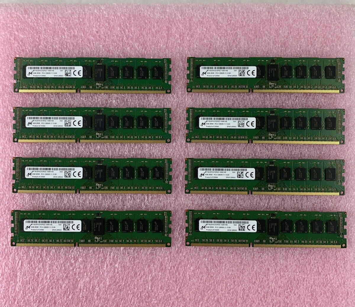 Lot of 8 Micron 4GB PC3-12800R DDR3 ECC SERVER RAM MT18JSF51272PDZ-1G6K1HE