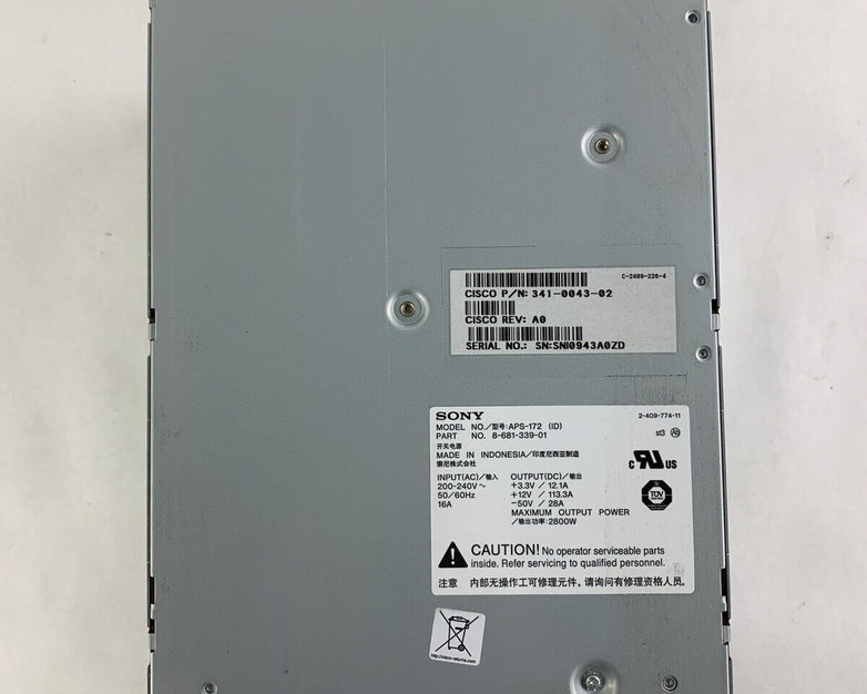 Cisco Sony APS-172 2800W Power Supply Module for Cisco Catalyst 4500 Tested
