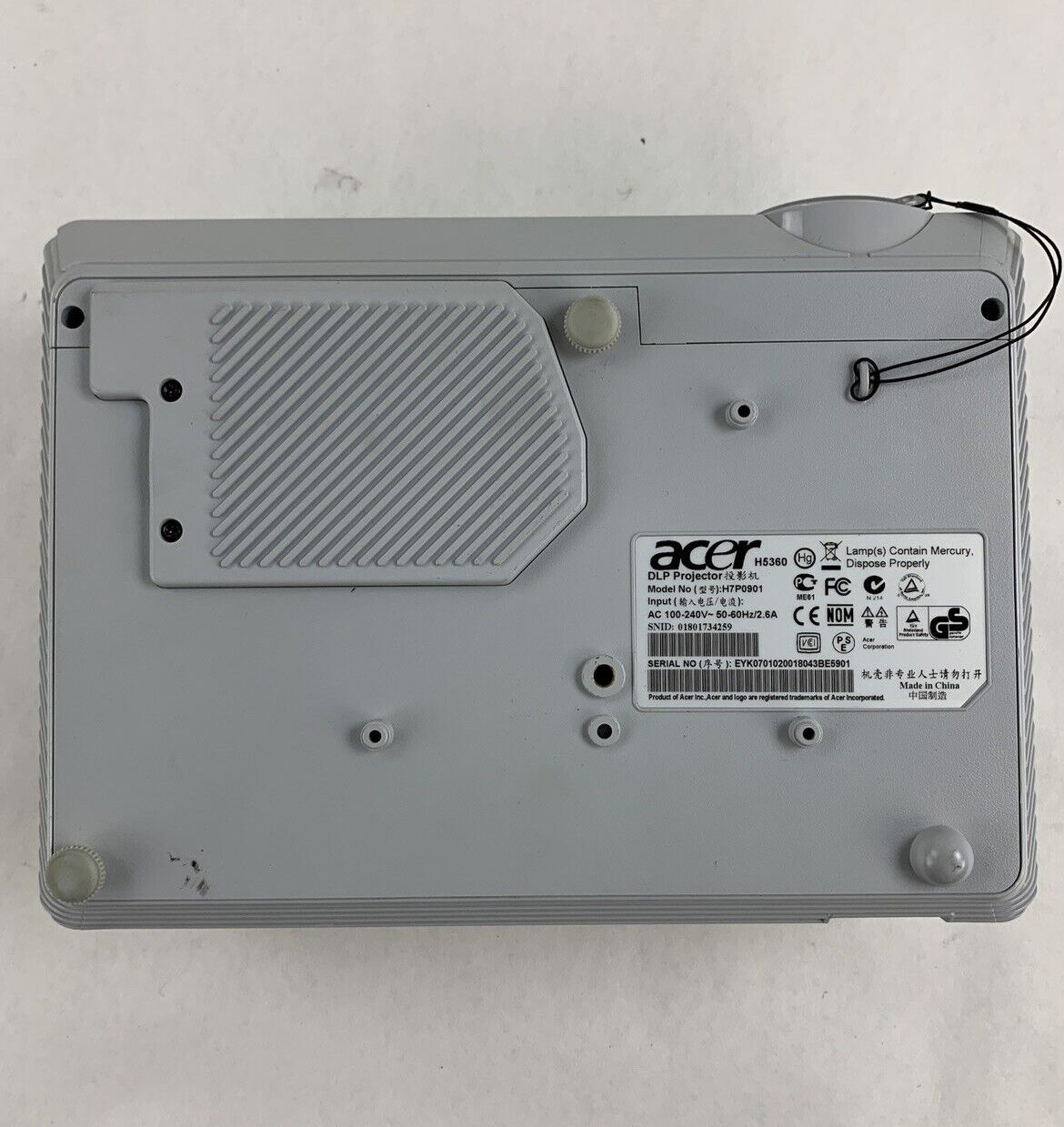 Acer H5360 DLP Projector Tested Powers Displays Has Bad Fans and Parts Repair