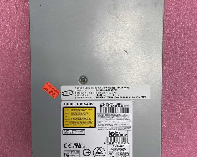 Pioneer DVR-A05 DVD-R/RW Writer Internal Driver Burner Tested 5.25 inch