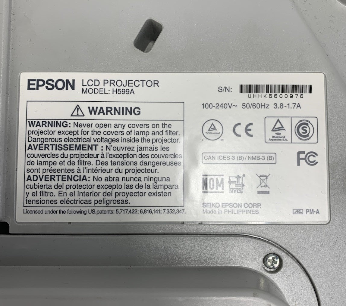 Epson H599A BrightLink 595Wi LCD Lamp Projector 1870 Lamp Hours No Remote7