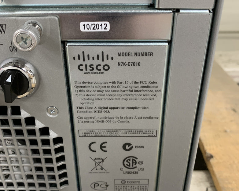 Cisco Nexus N7K-C7010 10-Slot Switch Chassis Tested w/Fans and 3x Power Supplies