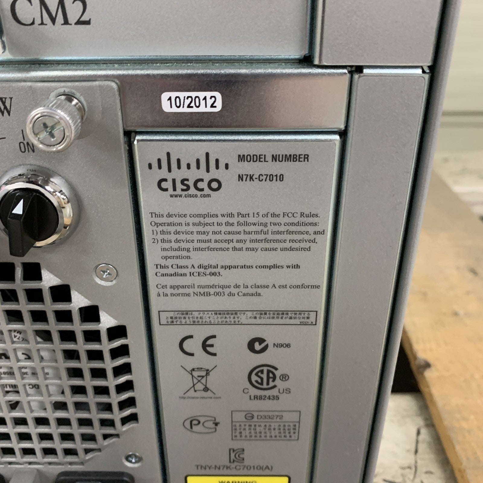 Cisco Nexus N7K-C7010 10-Slot Switch Chassis Tested w/Fans and 3x Power Supplies