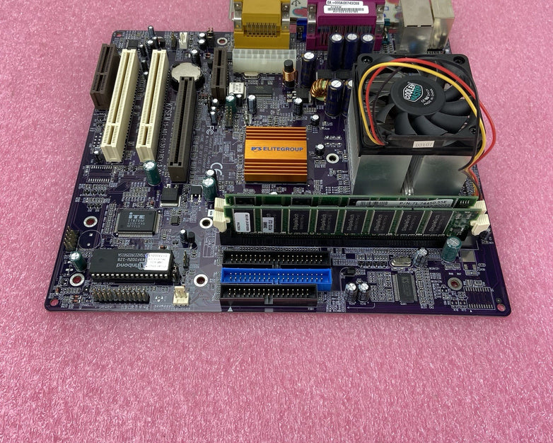 ECS SIS-730 Motherboard AMD Duron 1.3GHz 384MB RAM w/Shield Purple MB