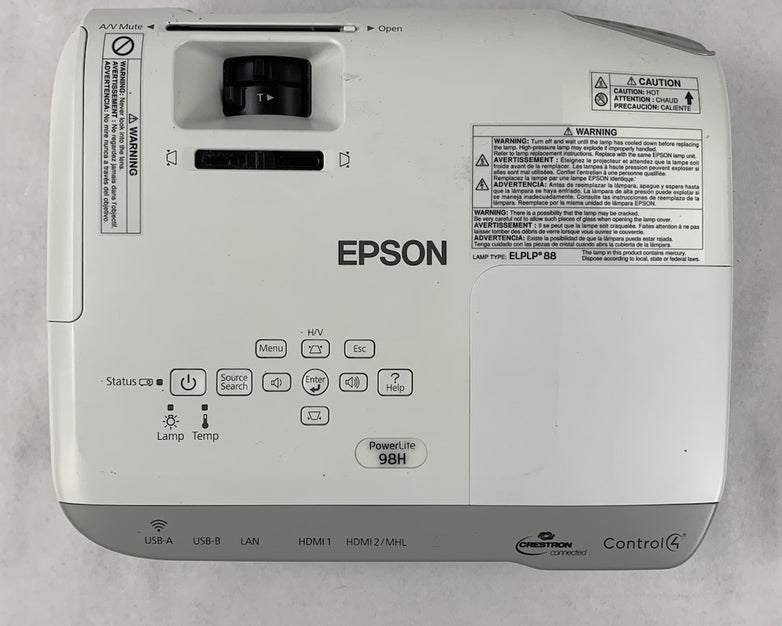 Epson PowerLite 98H H687A LCD Lamp Projector 1311 Lamp Hours - No Remote