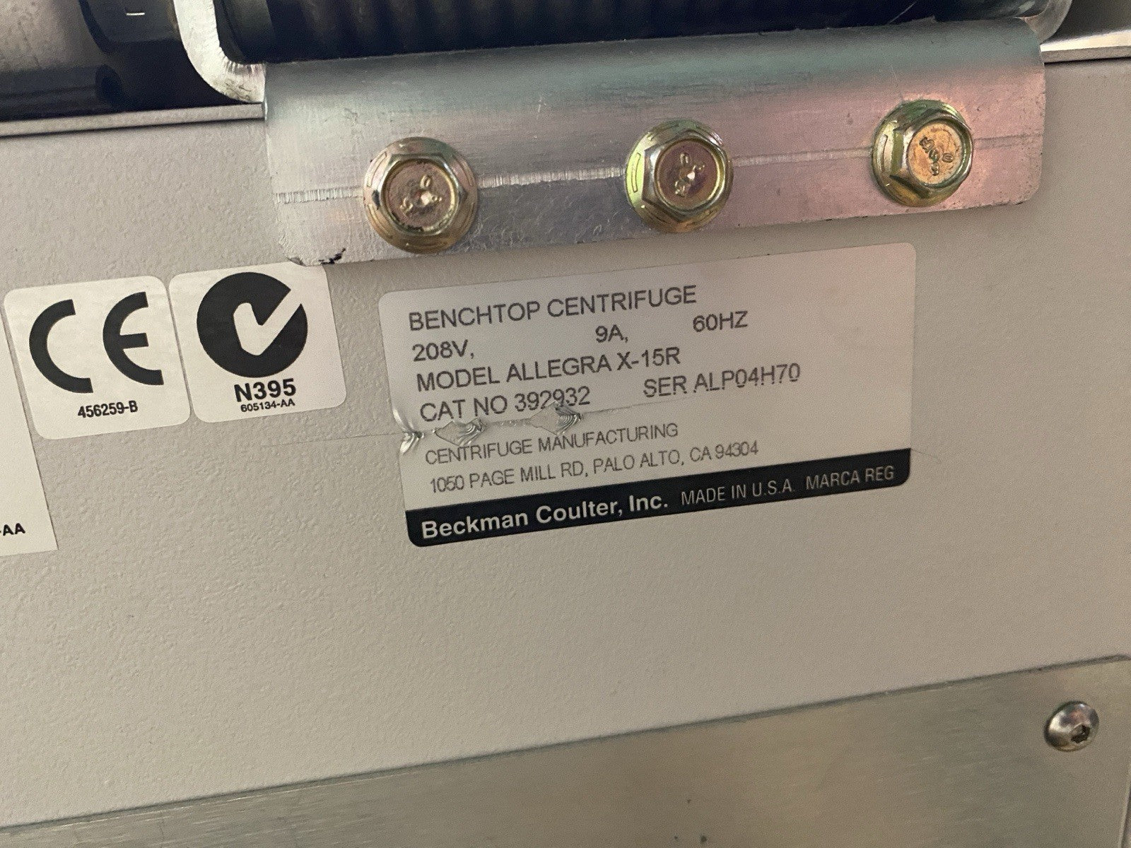 Beckman Coulter Allegra X-15R Refrigerated Centrifuge - S7 Sytem Error