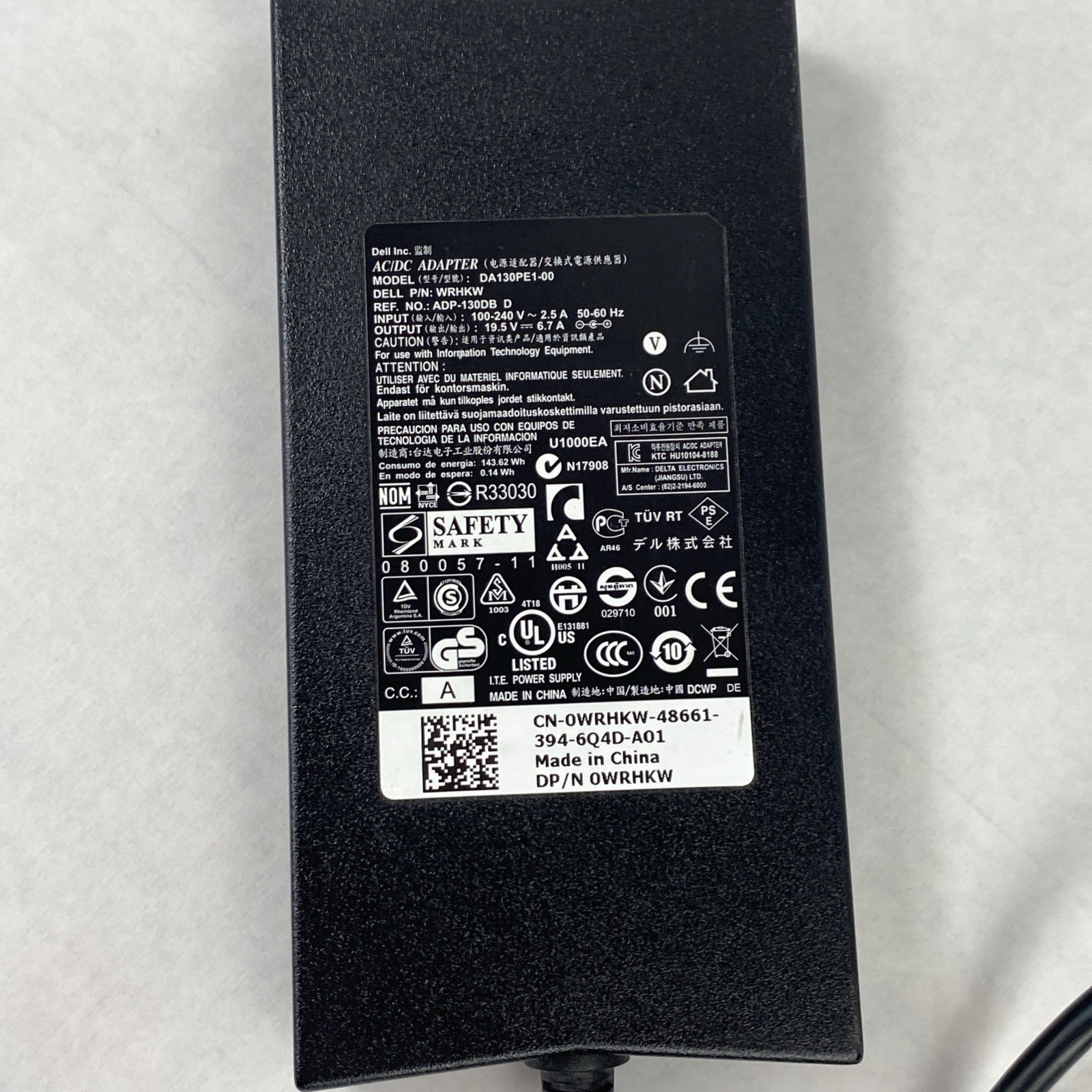 Dell DA130PE1-00 130W 19.5V 6.7A 7.4mm Charger AC Adapter (Lot of 10)