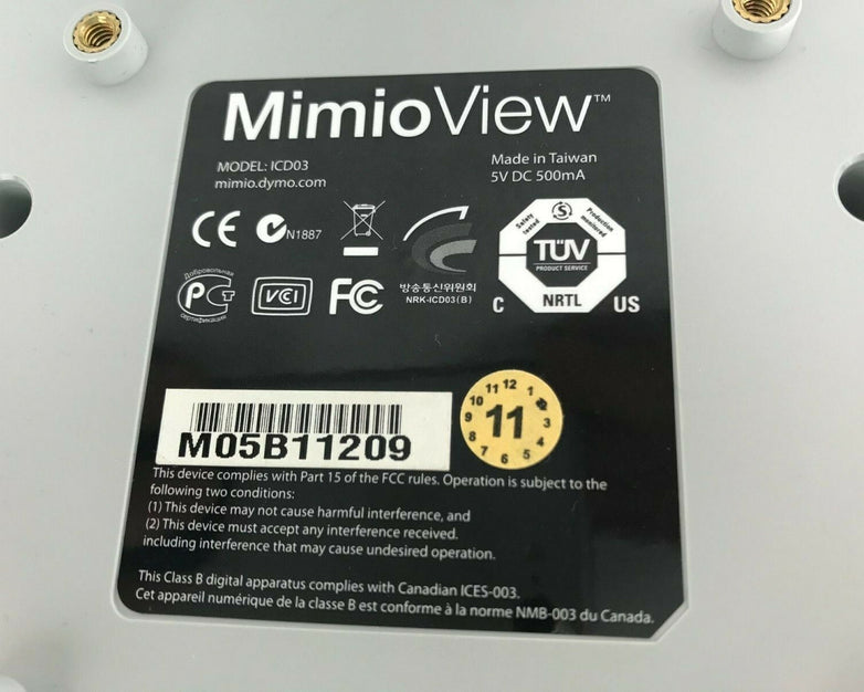 DYMO Mimio View White USB Document Camera Model ICD03