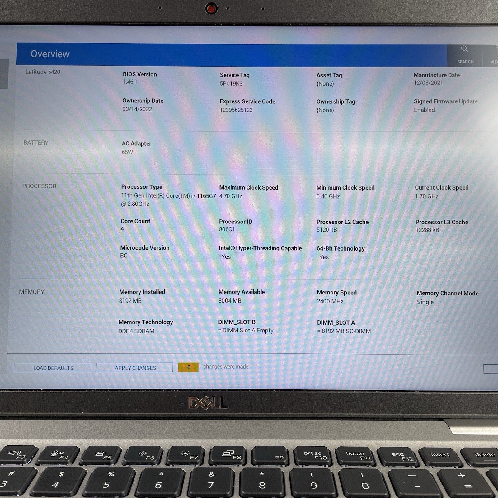 Dell Latitude 5420 14" i7-1165G7 2.80 GHz 8 GB RAM No SSD/OS/AC/Batt - Scratched2